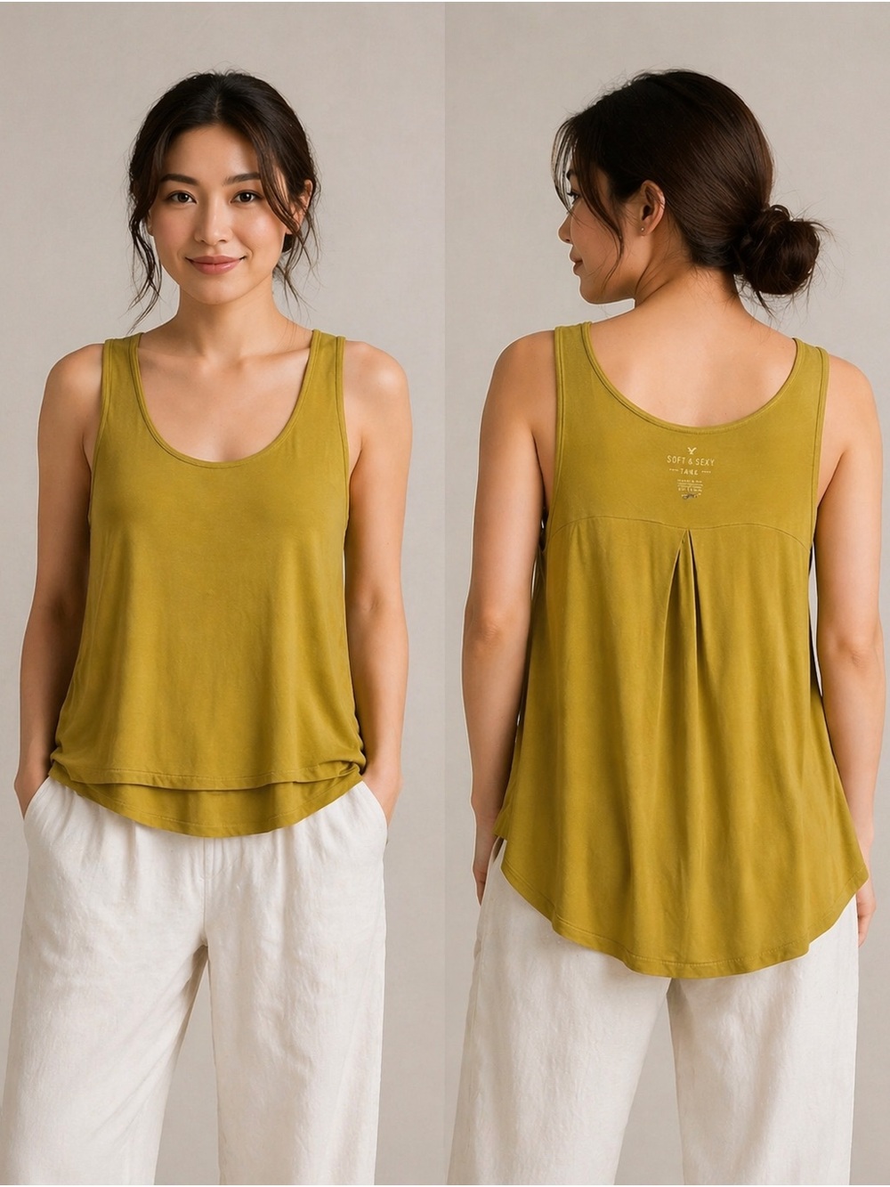 American Eagle Outfitters Olive Green Scoop Neck Tank
